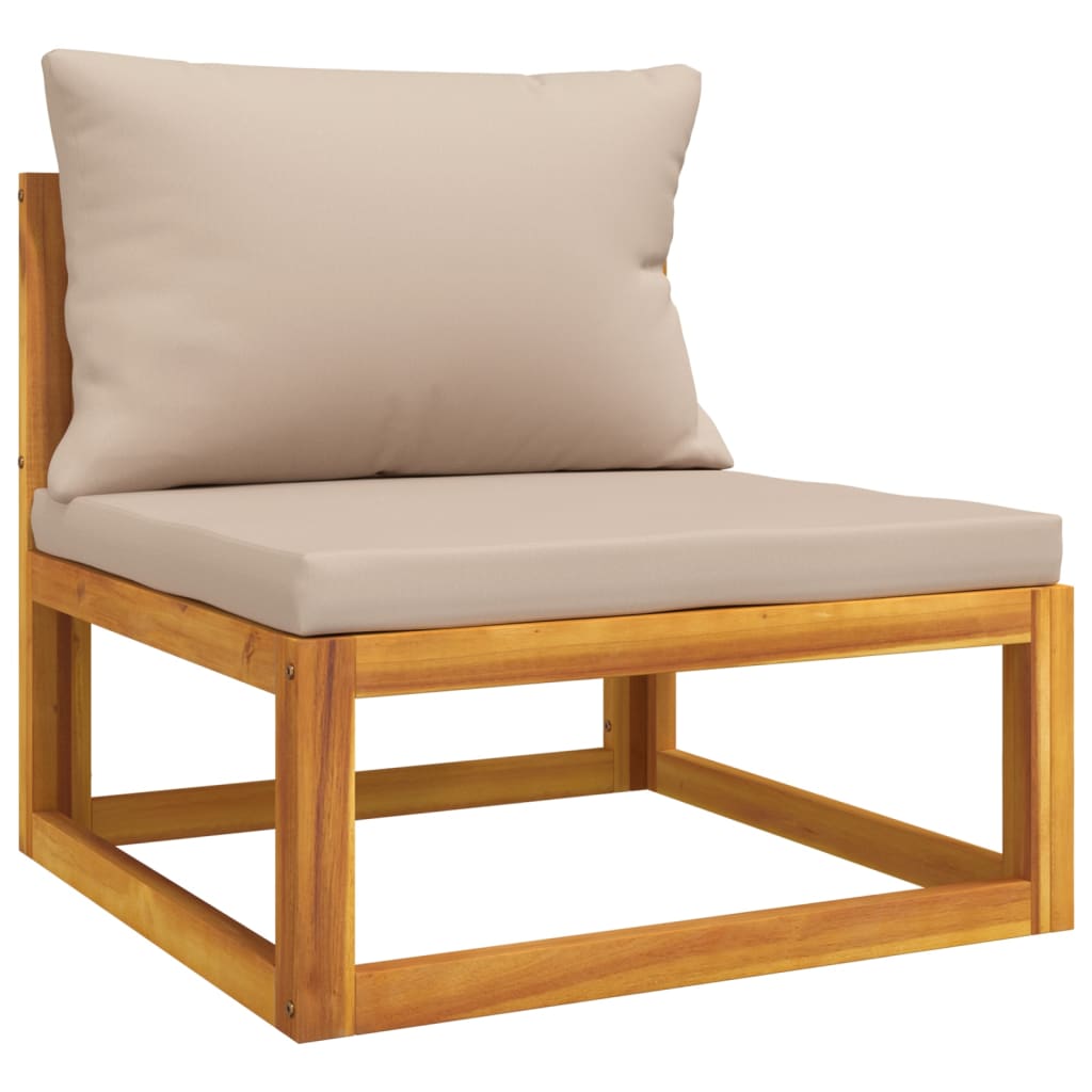 6-tlg. Garten-Lounge-Set mit Taupe Kissen Massivholz