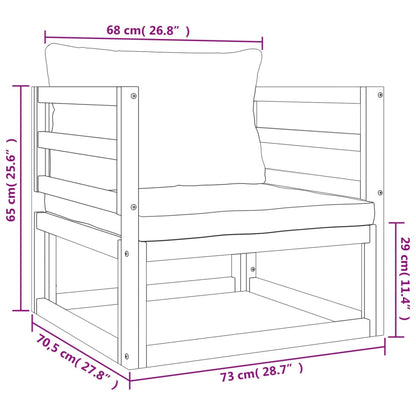 6-tlg. Garten-Lounge-Set mit Hellgrauen Kissen Massivholz