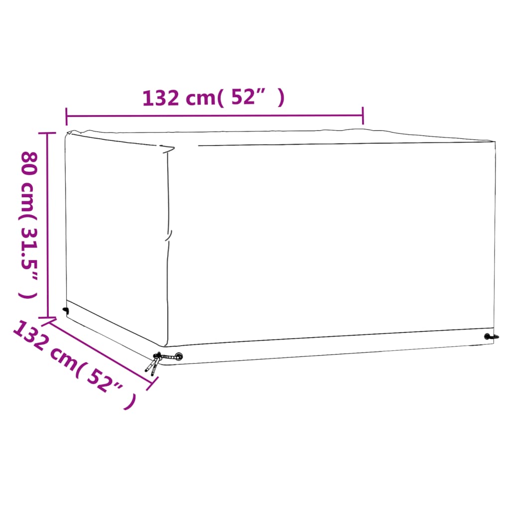 Gartenmöbel-Abdeckungen 2 Stk. 8 Ösen 132x132x80 cm Quadratisch