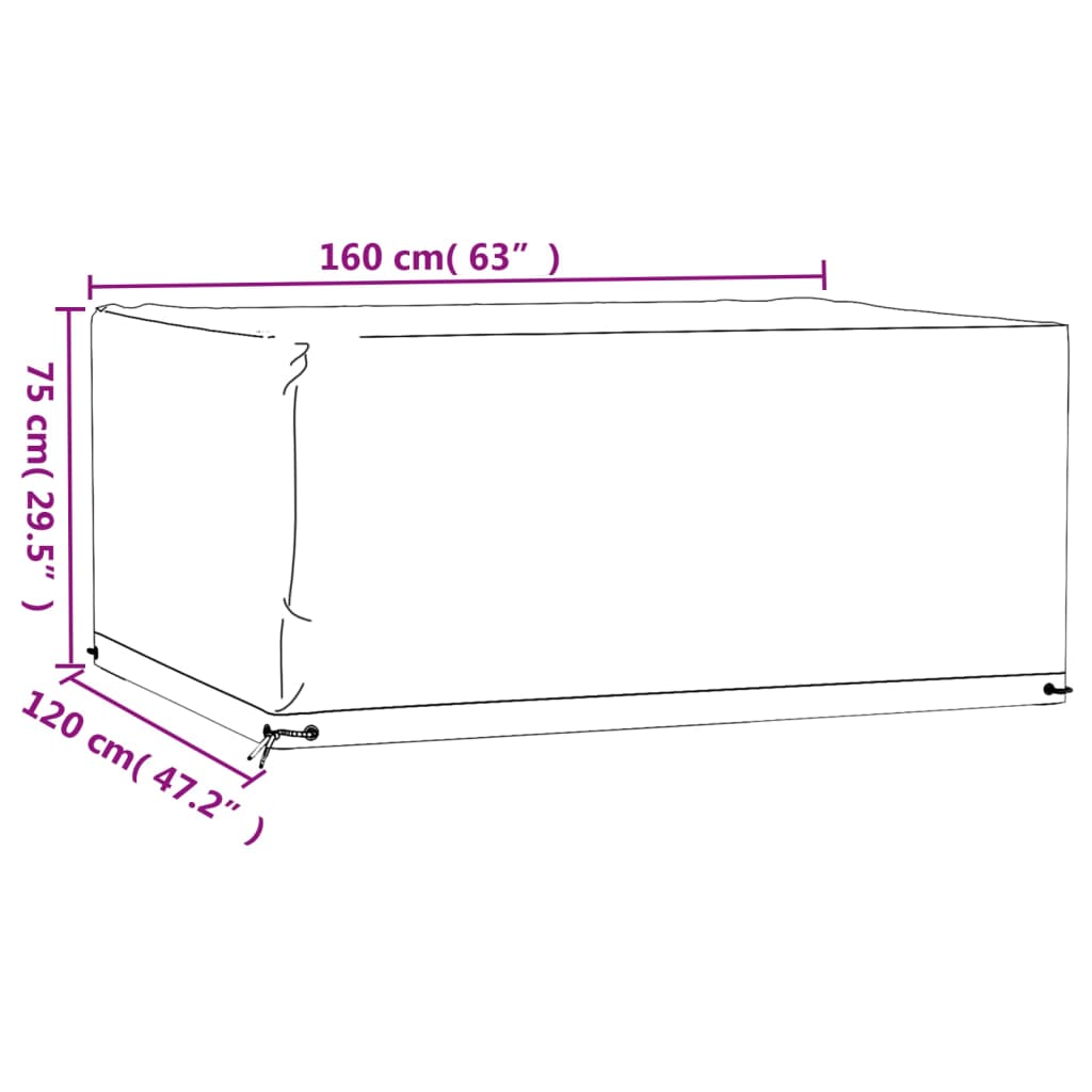 Gartenmöbel-Abdeckungen 2 Stk. 8 Ösen 160x120x75 cm Rechteckig