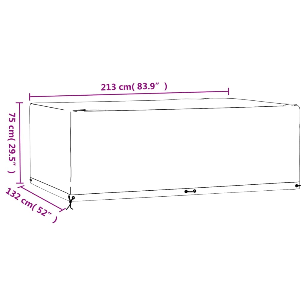 Gartenmöbel-Abdeckungen 2 Stk. 12 Ösen 213x132x75 cm Rechteckig