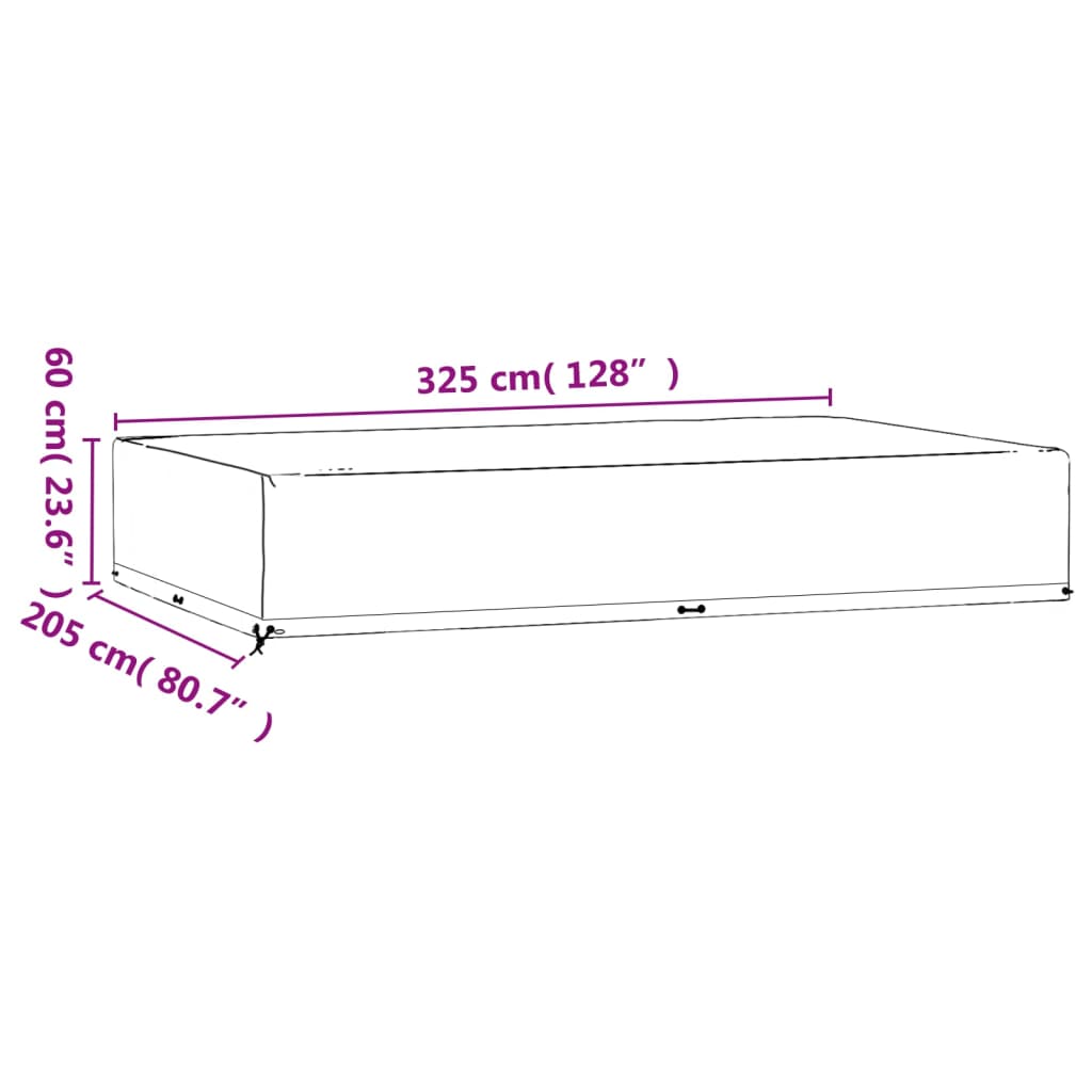 Gartenmöbel-Abdeckungen 2 Stk. 16 Ösen 325x205x60 cm Rechteckig