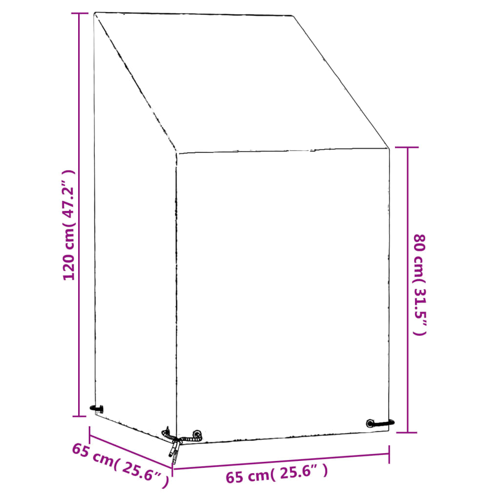 Abdeckungen für Gartenstühle 2 Stk. 8 Ösen 65x65x80/120 cm