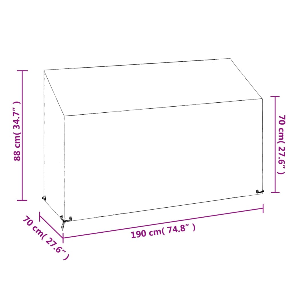 Abdeckungen für Gartenbank 2 Stk. 8 Ösen 190x70x70/88 cm