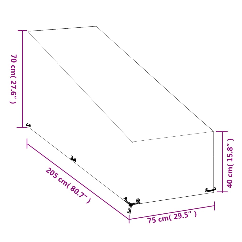 Abdeckungen für Sonnenliegen 2 Stk. 12 Ösen 205x75x40/70 cm