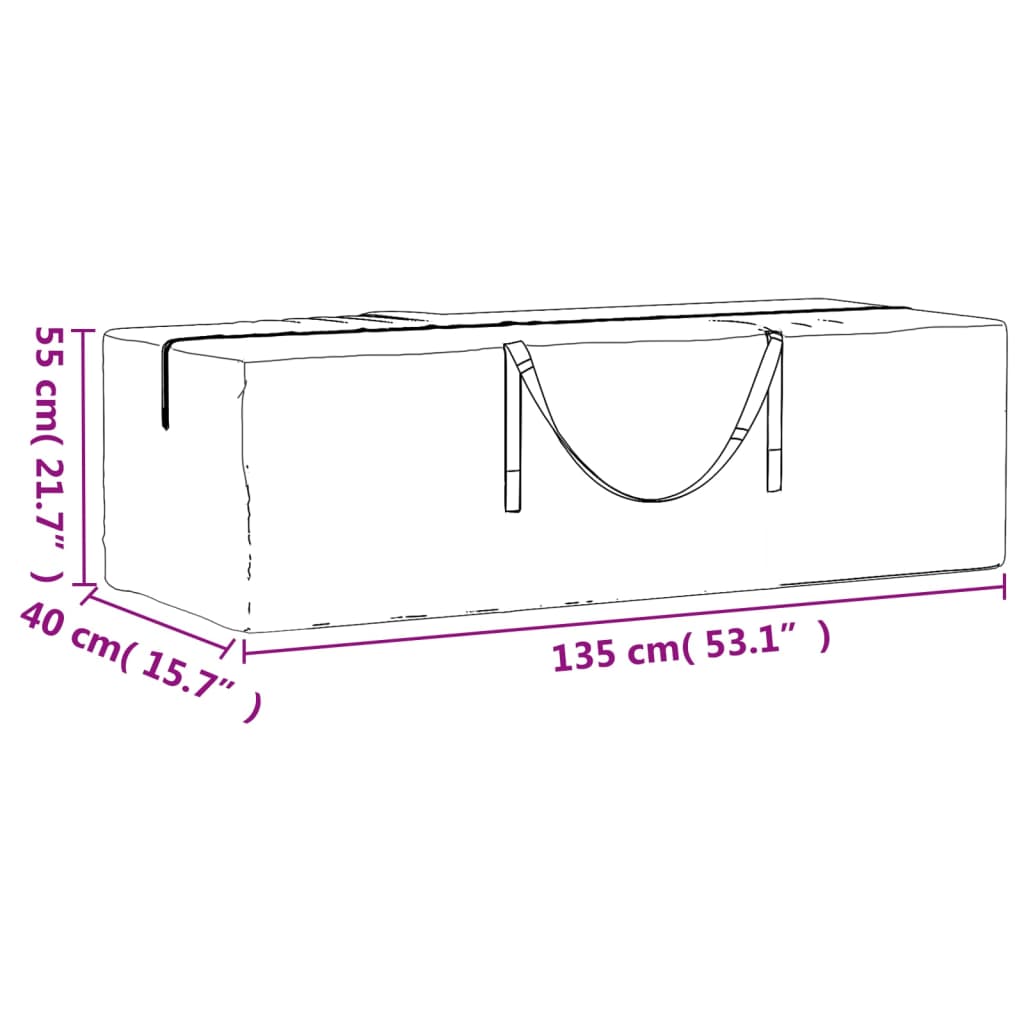 Aufbewahrungstasche für Gartenkissen 2 Stk. Schwarz 135x40x55cm