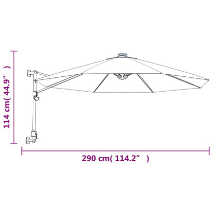 Wand-Sonnenschirm Meerblau 290 cm