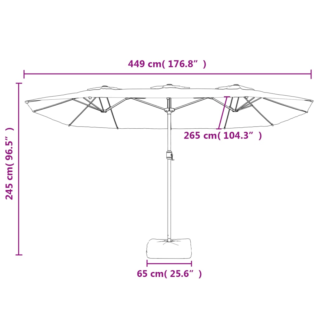 Doppel-Sonnenschirm mit LED-Leuchten Anthrazit 449x245 cm