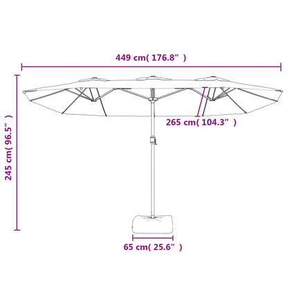 Doppel-Sonnenschirm mit LED-Leuchten Bordeauxrot 449x245 cm