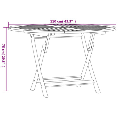 Gartentisch Klappbar Ø 110x75 cm Massivholz Teak