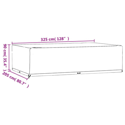 Gartenmöbel-Abdeckung 16 Ösen 325x205x90 cm Rechteckig