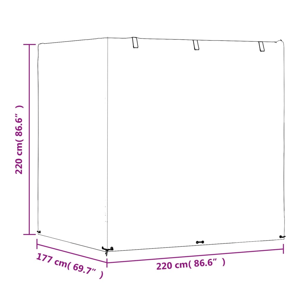 Abdeckung für Schaukelbank 12 Ösen 220x177x220 cm Polyethylen