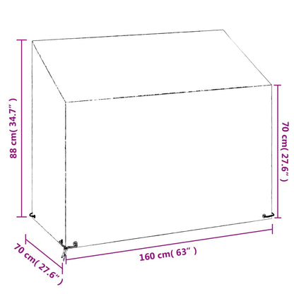 Abdeckung für Gartenbank 8 Ösen 160x70x70/88 cm Polyethylen