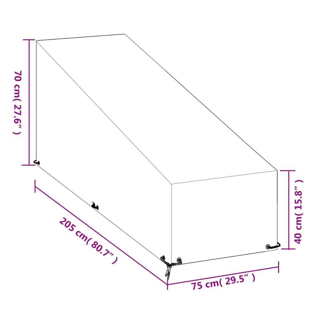 Abdeckung für Sonnenliege 12 Ösen 205x75x40/70 cm Polyethylen