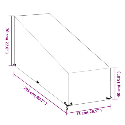 Abdeckung für Sonnenliege 12 Ösen 205x75x40/70 cm Polyethylen