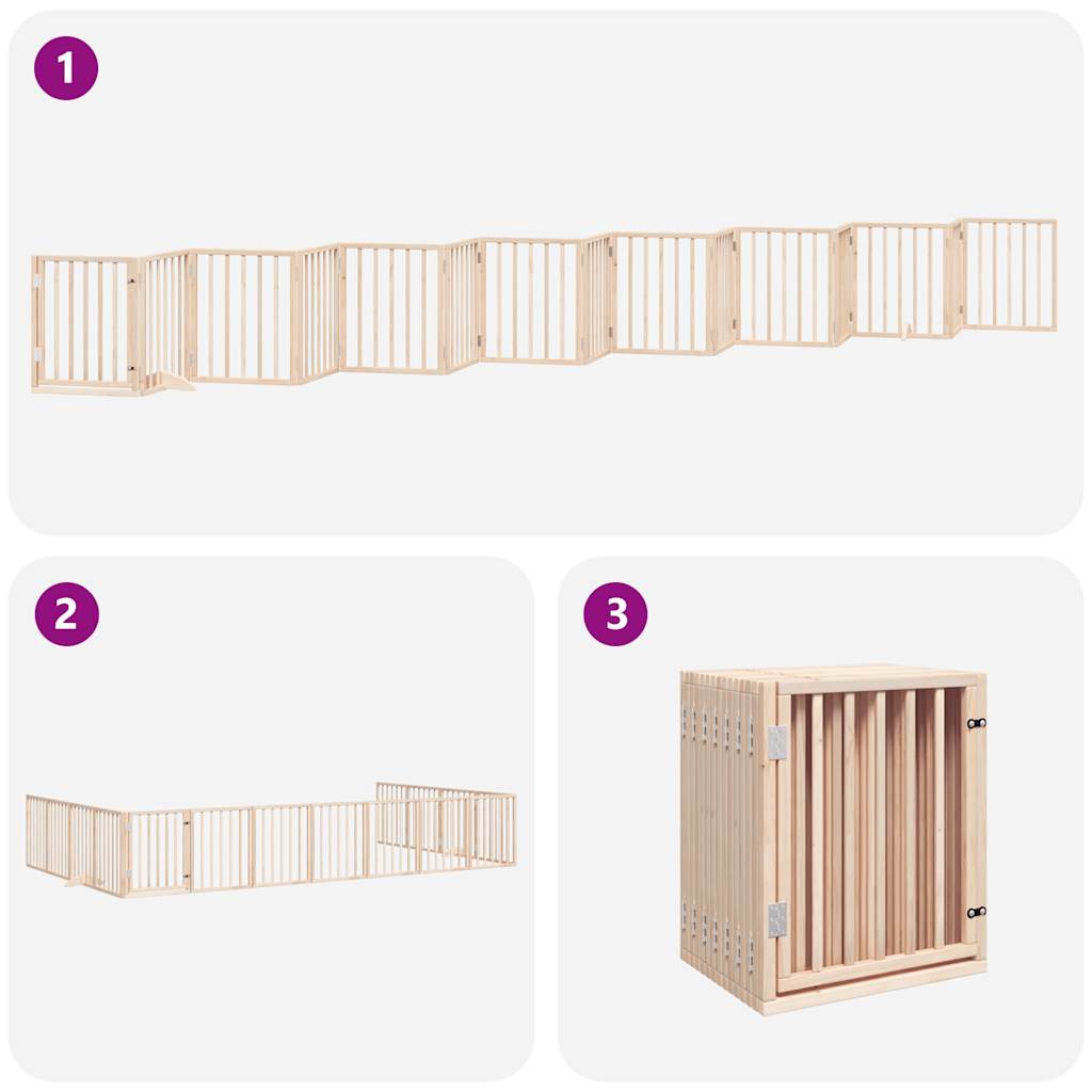 15-tlg. Hundetor mit Tür Faltbar 750 cm Pappelholz