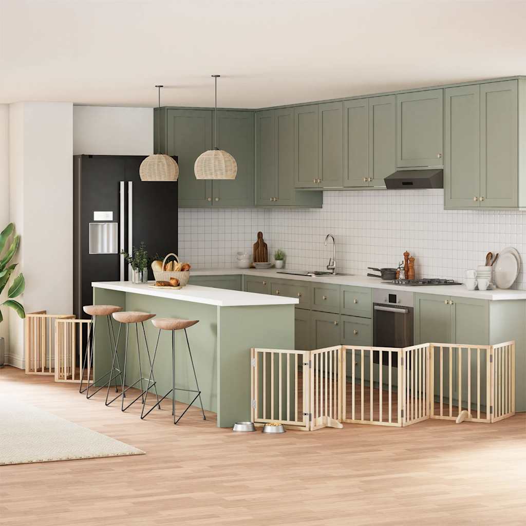 15-tlg. Hundetor mit Tür Faltbar 750 cm Pappelholz