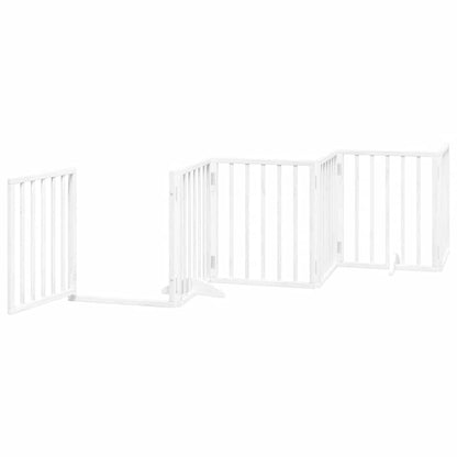 15-tlg. Hundetor mit Tür Faltbar Weiß 750 cm Pappelholz