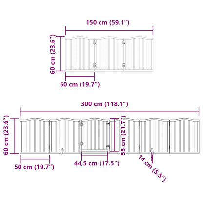 12-tlg. Hundetor mit Tür Faltbar Braun 600 cm Pappelholz