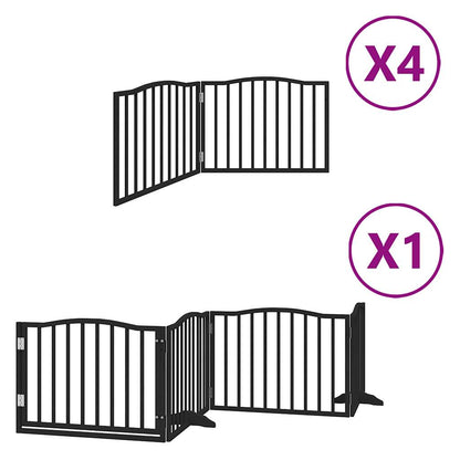 12-tlg. Hundetor mit Tür Faltbar Schwarz 960 cm Pappelholz