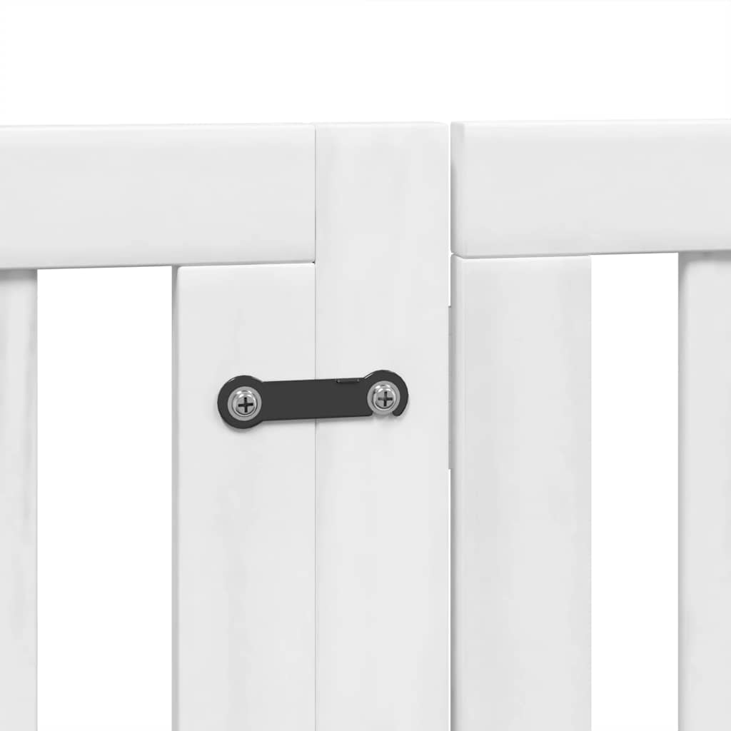 9-tlg. Hundetor mit Tür Faltbar Weiß 450 cm Pappelholz