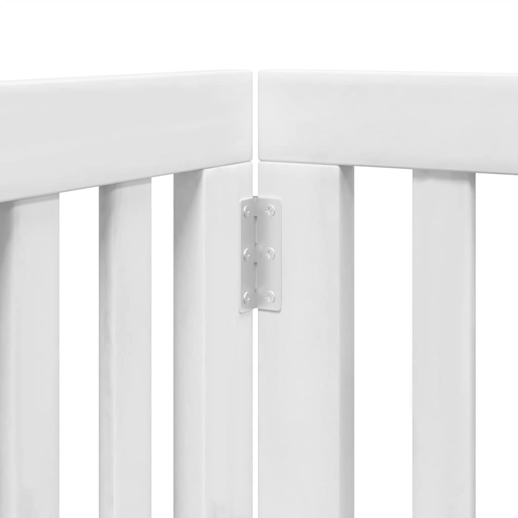 9-tlg. Hundetor mit Tür Faltbar Weiß 450 cm Pappelholz