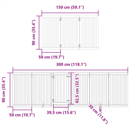 12-tlg. Hundetor mit Tür Faltbar Braun 600 cm Pappelholz