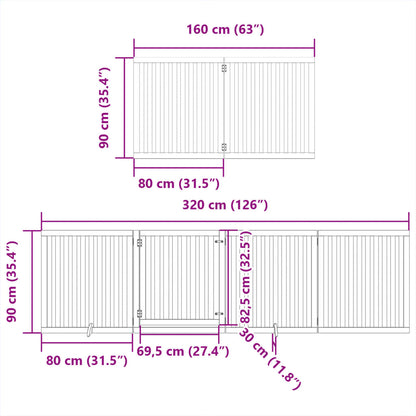 10-tlg. Hundetor mit Tür Faltbar Braun 800 cm Pappelholz