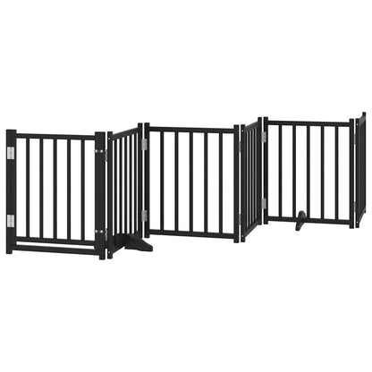 9-tlg. Hundetor mit Tür Faltbar Schwarz 450 cm Pappelholz