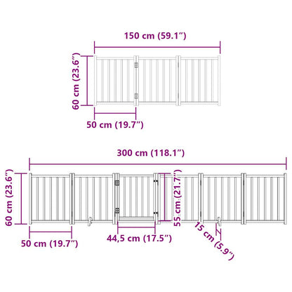 9-tlg. Hundetor mit Tür Faltbar Braun 450 cm Pappelholz