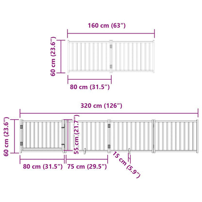 6-tlg. Hundetor mit Tür Faltbar 480 cm Pappelholz