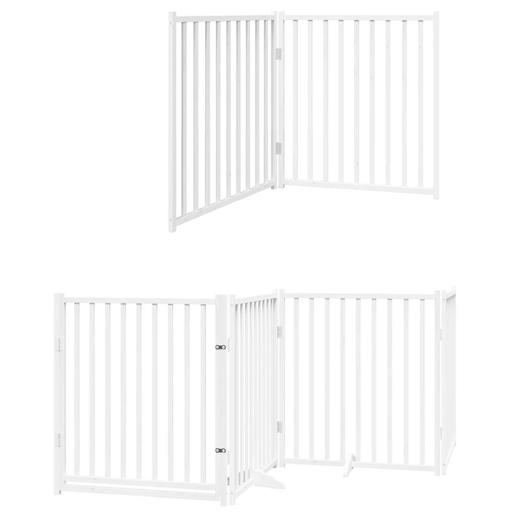 10-tlg. Hundetor mit Tür Faltbar Weiß 800 cm Pappelholz