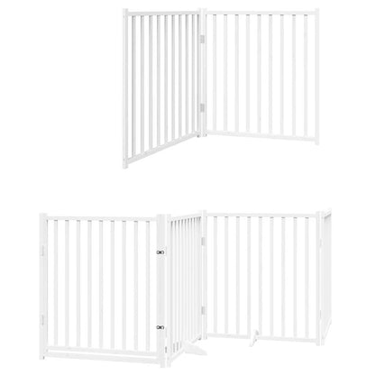 10-tlg. Hundetor mit Tür Faltbar Weiß 800 cm Pappelholz