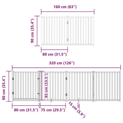 12-tlg. Hundetor mit Tür Faltbar Braun 960 cm Pappelholz