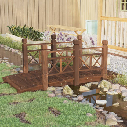 Gartenbrücke mit Geländer 150x67x56 cm Massivholz Fichte