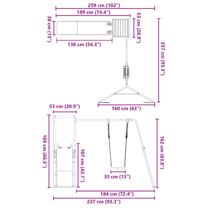 Torre da gioco in legno di pino impregnato