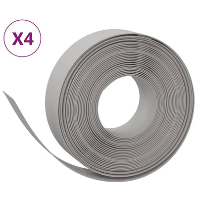 Rasenkanten 4 Stk. Grau 10 m 15 cm Polyethylen