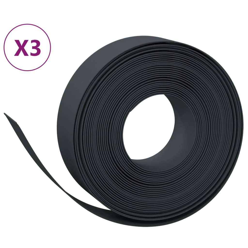 Rasenkanten 3 Stk. Schwarz 10 m 15 cm Polyethylen