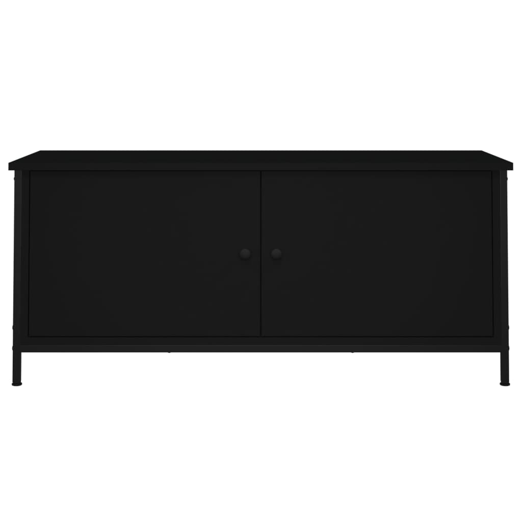 TV-Schrank mit Türen Schwarz 102x35x45 cm Holzwerkstoff