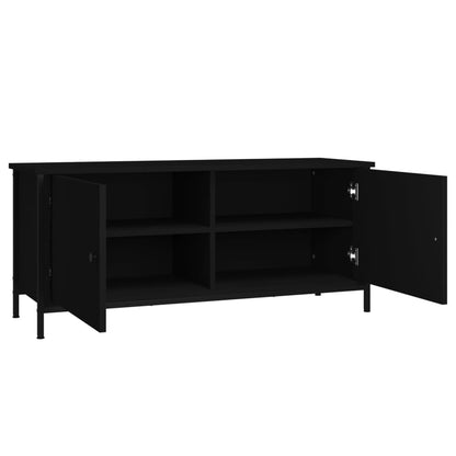 TV-Schrank mit Türen Schwarz 102x35x45 cm Holzwerkstoff