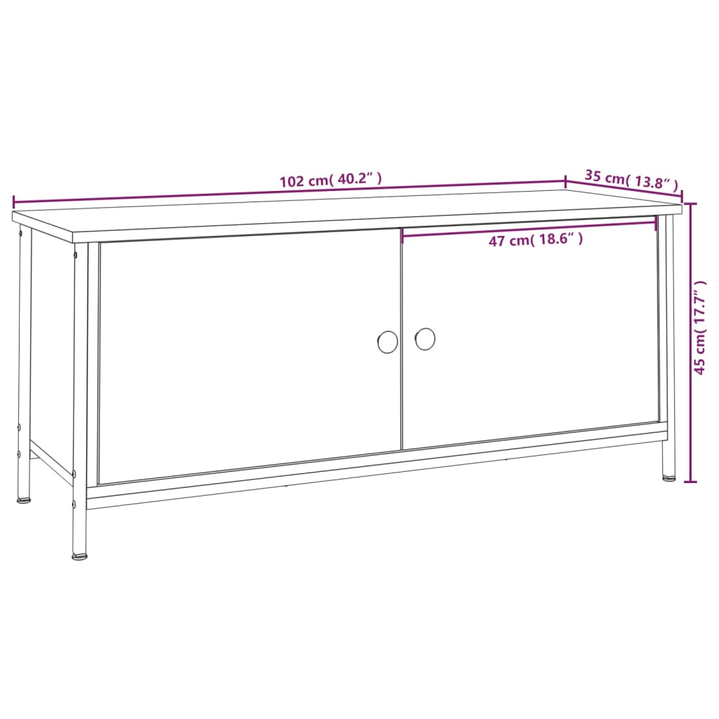 TV-Schrank mit Türen Schwarz 102x35x45 cm Holzwerkstoff