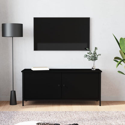 TV-Schrank mit Türen Schwarz 102x35x45 cm Holzwerkstoff