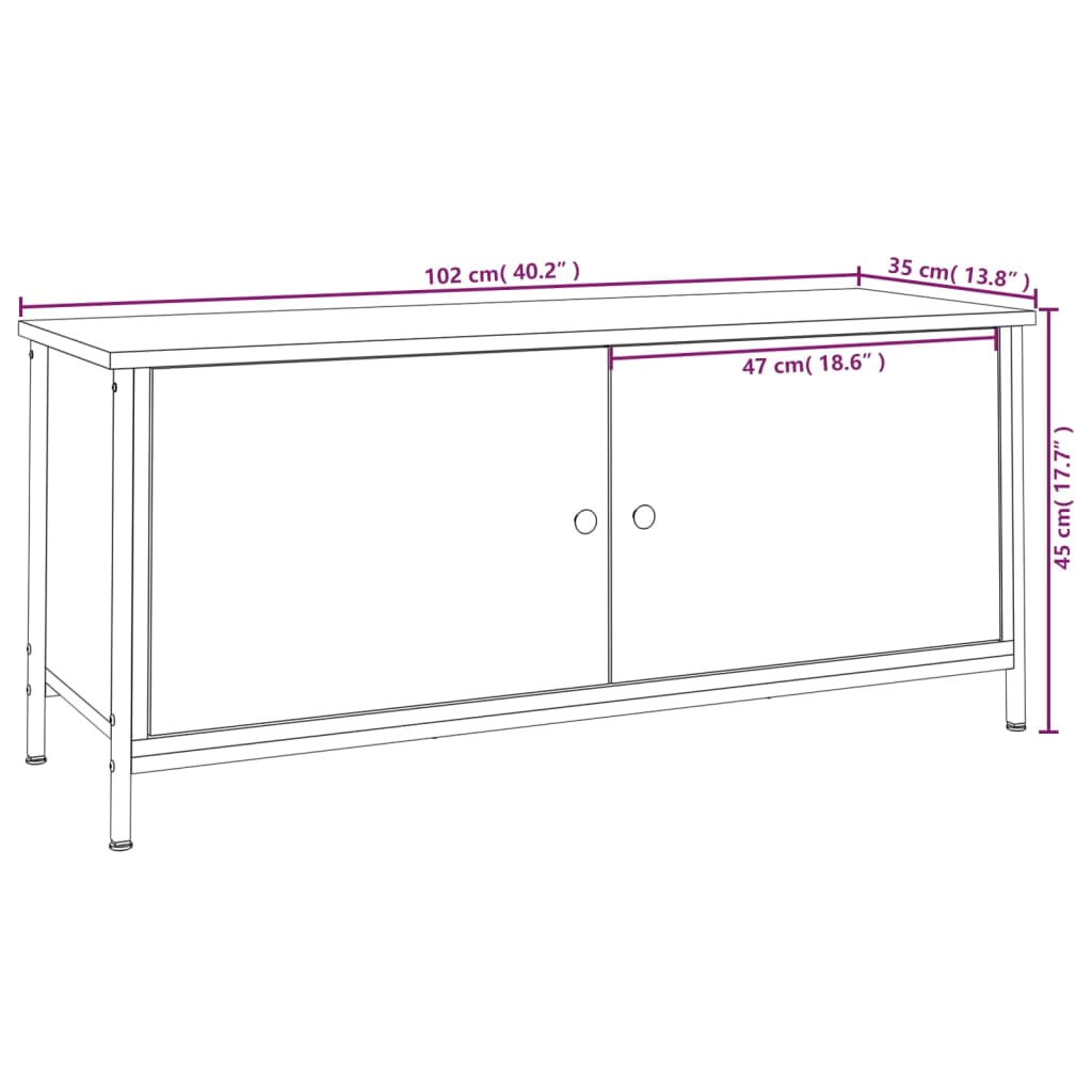 TV-Schrank mit Türen Räuchereiche 102x35x45 cm Holzwerkstoff