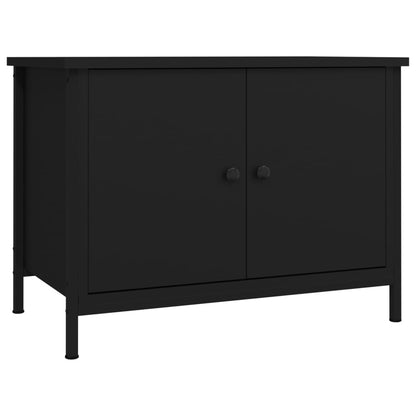 TV-Schrank mit Türen Schwarz 60x35x45 cm Holzwerkstoff