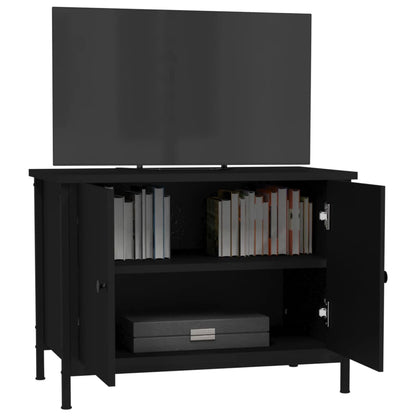 TV-Schrank mit Türen Schwarz 60x35x45 cm Holzwerkstoff