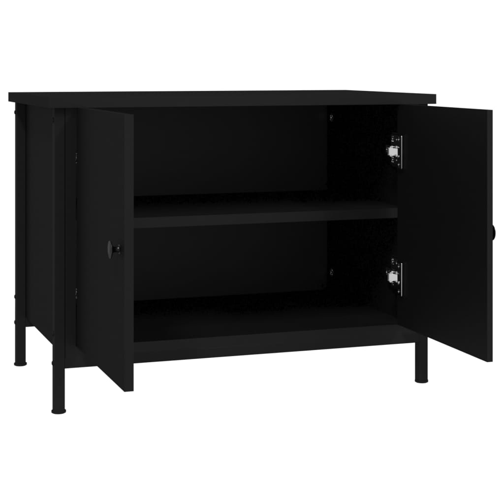 TV-Schrank mit Türen Schwarz 60x35x45 cm Holzwerkstoff