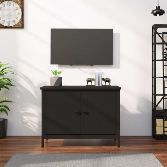 TV-Schrank mit Türen Schwarz 60x35x45 cm Holzwerkstoff