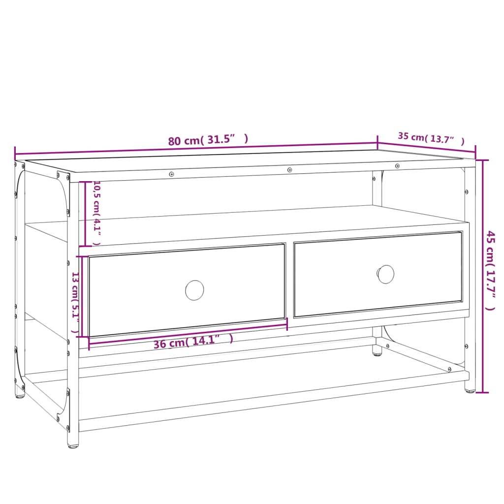 TV-Schrank Schwarz 80x35x45 cm Holzwerkstoff