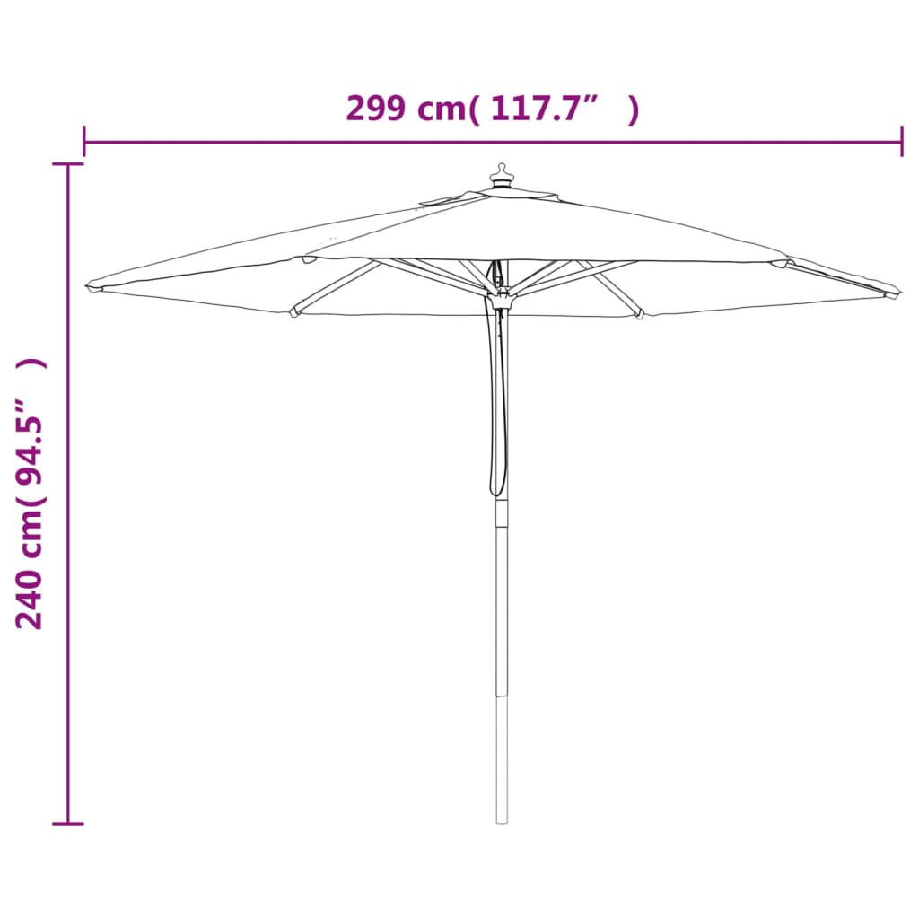 Sonnenschirm mit Holzmast Terrakotta 299x240 cm