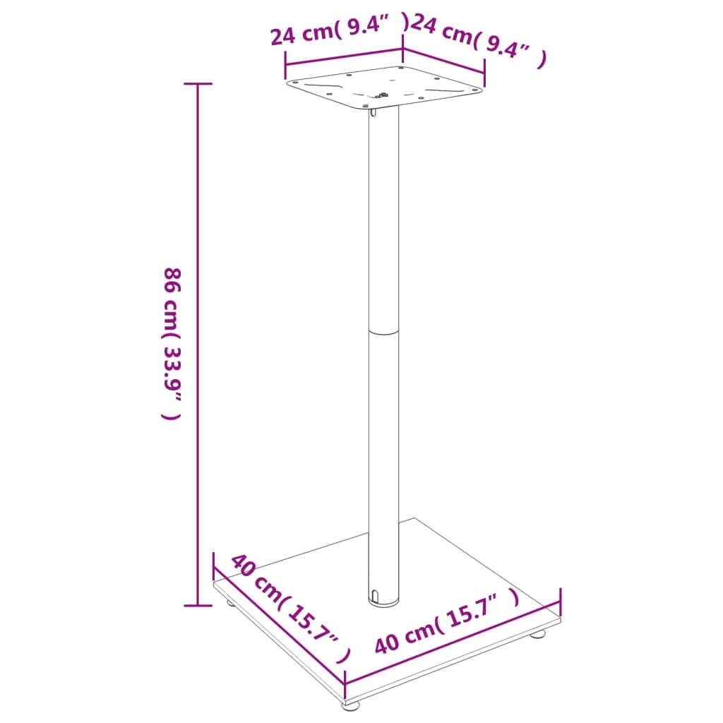 Lautsprecher-Ständer 2 Stk. Silbern Hartglas 1 Säule